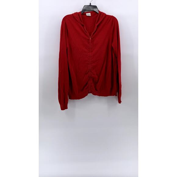 MOTHERHOOD MATERNITY Women's Red Knit Zip-Up Hooded Long Sleeve Sweater SZ S - Picture 1 of 10
